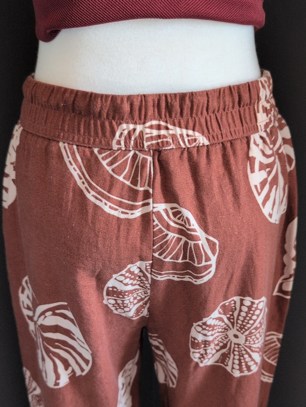 Rachel Zoe Rust and Cream Shell-Print Wide Leg Pants S - Picture 7 of 13